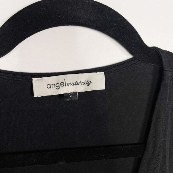 Angel Maternity Small Black Maternity Nursing Crossover Bamboo Short Sleeve Tee - Picture 5 of 8